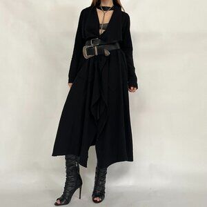 Sarah Pacini Wool Black Duster Jacket